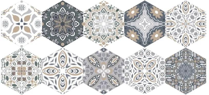 Set 10 autocolante de podea Ambiance Hexagons Emiliana, 40 x 90 cm