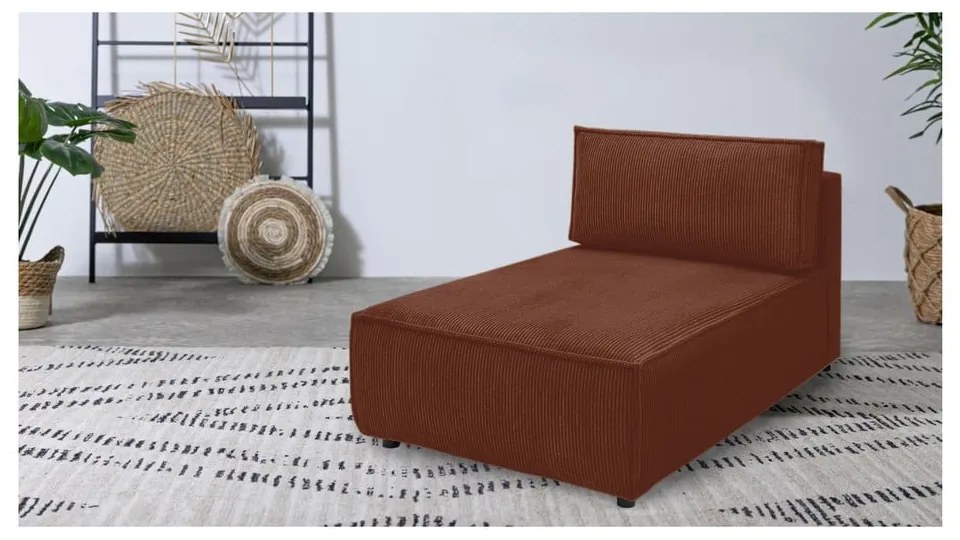 Modul pentru canapea cărămiziu cu tapițerie din catifea reiată (cu colț variabil) Nihad modular – Bobochic Paris