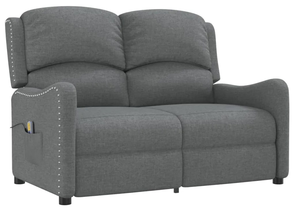 3084545 vidaXL Fotoliu de masaj rabatabil cu 2 locuri, gri deschis, textil