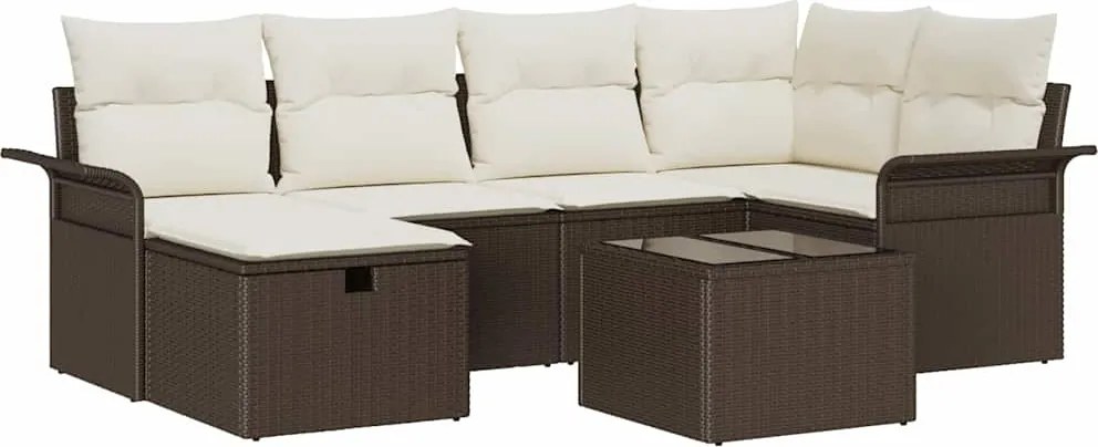 vidaXL Set de canapele pentru grădină cu pernă 7 pcs Rattan poli