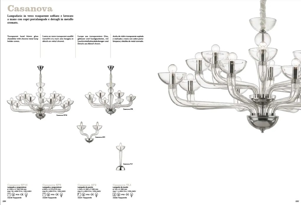 Candelabru 8 brate LUX diam. 92cm CASANOVA SP8 044255 transparent IDL
