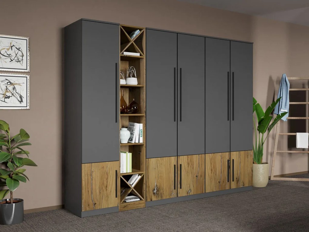 Set mobila dormitor 4 piese Gri/Stejar Poema C12