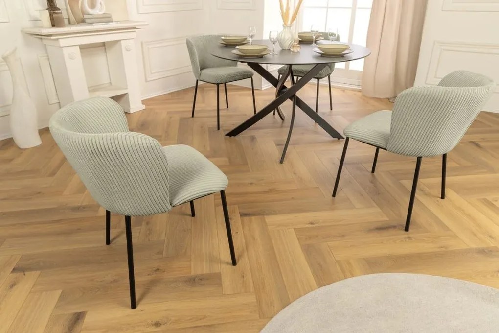 Set 2 scaune stil retro LYON catifea raiata menta