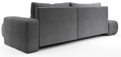 Colțar extensibil tapițat ALMADA, cu spațiu de depozitare, în formă de L, orientare dreaptă, gri