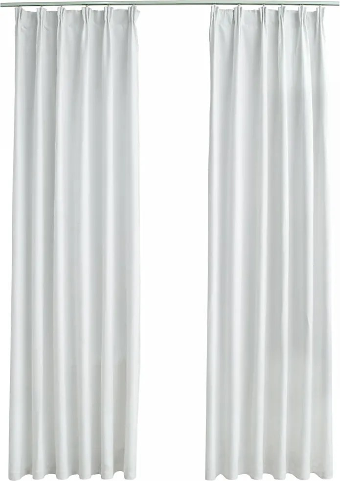vidaXL Draperii opace cu cârlige, 2 buc., alb ivoriu, 140 x 175 cm