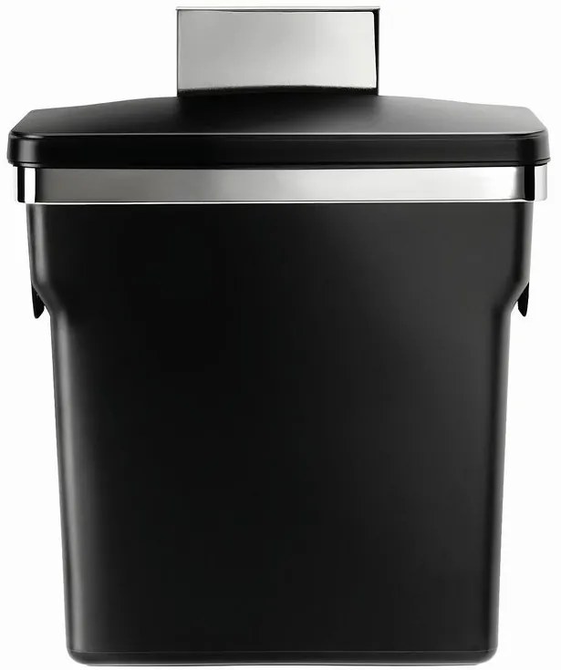 Coș încorporat 10 l, găleată din oțel cromat/plastic, negru