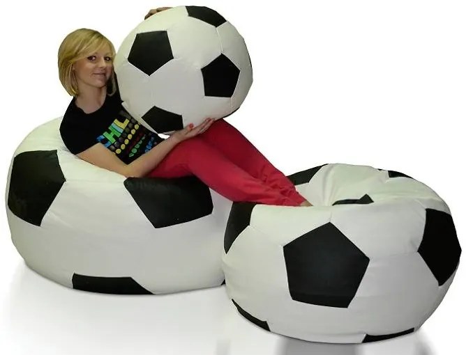 Set fotolii puf Futbal XXXL + XXL + L (alb + negru). 1054534