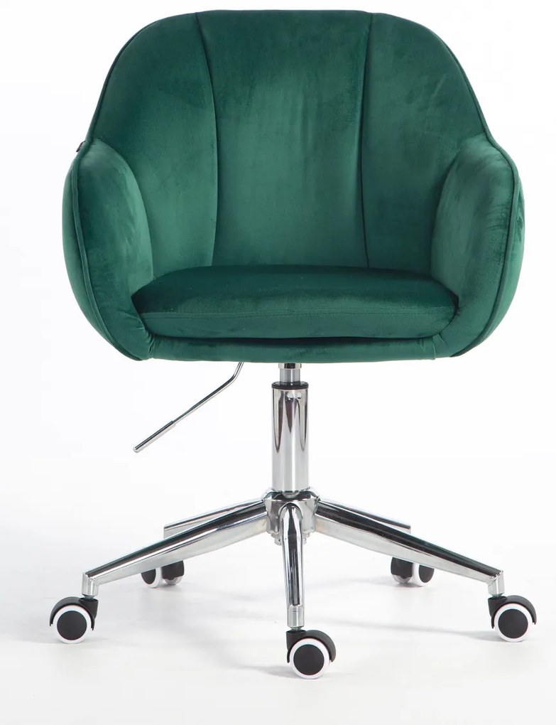 HR2055K Scaun Verde din Catifea cu Bază Cromata