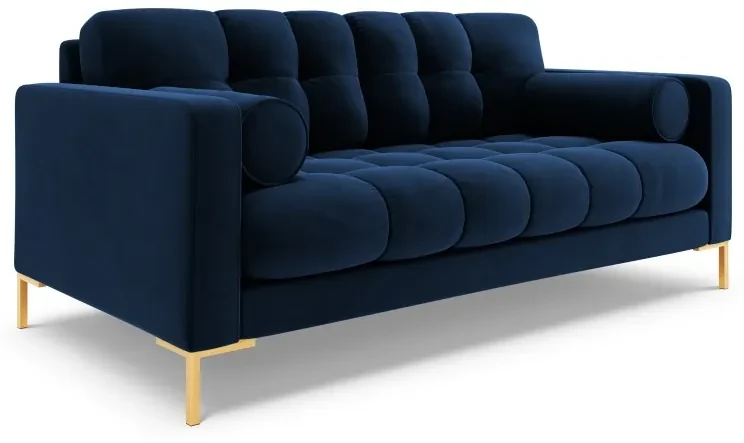 Canapea Bali Royal Blue, 2 locuri/catifea/picioare gold