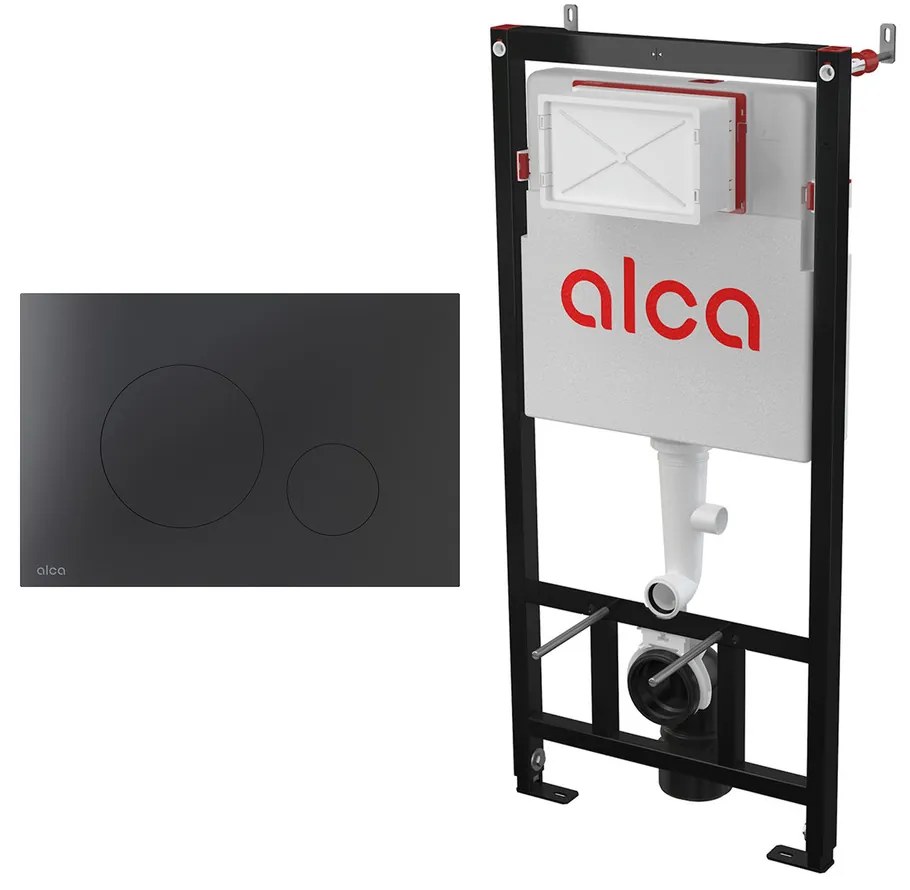 Set rezervor WC cu cadru incastrat Alca AM101/1120 si clapeta de actionare TURN-BLACK negru mat