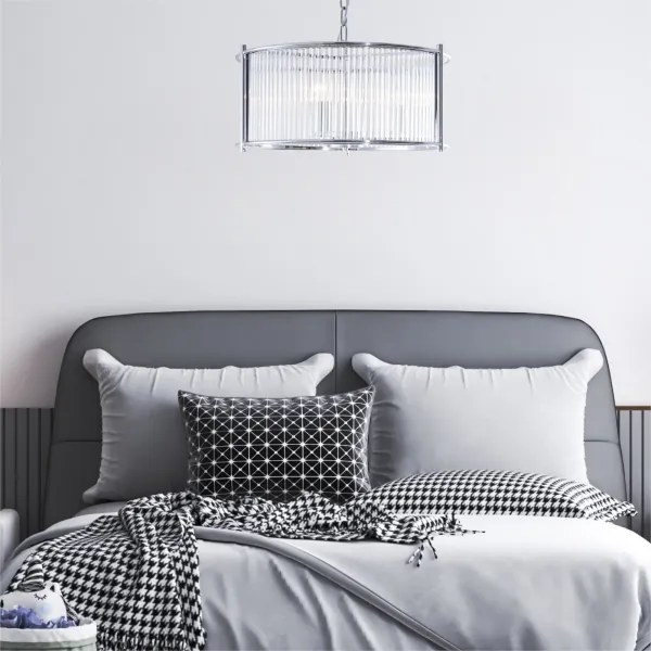 Lustră pe lanț Zuma Line 2200131P-L MARMO 3xE27/40W/230V argintiu