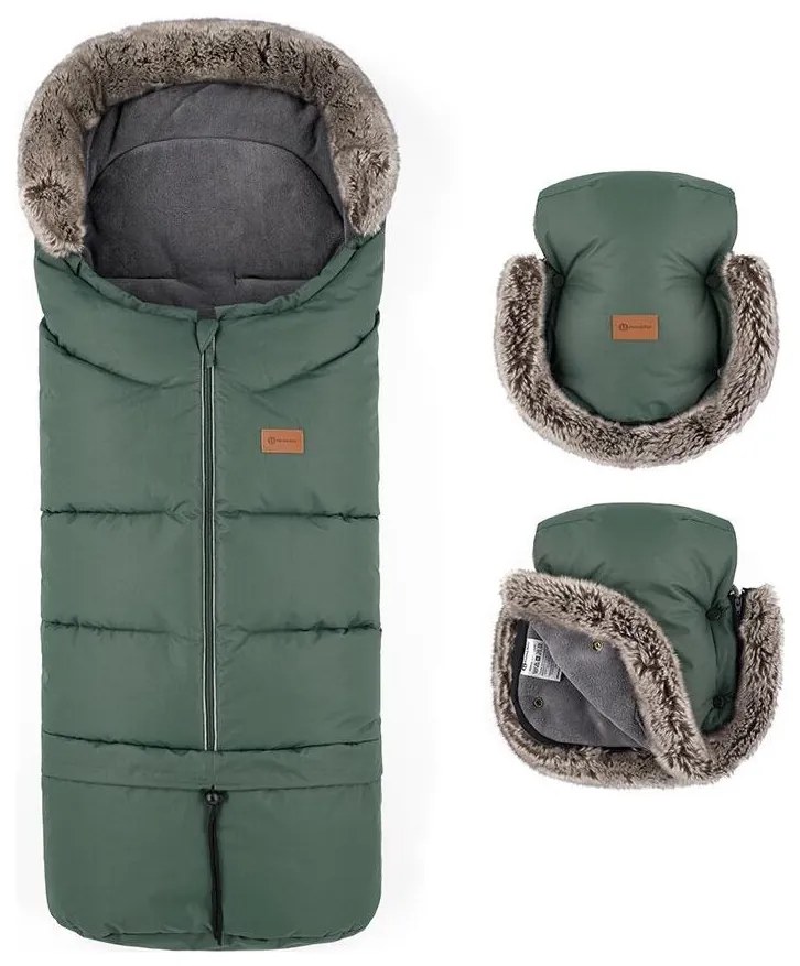 SET sac pentru cărucior 4 în 1 PETITE&MARS ARCTIC + mănuși pentru cărucior Veritable Khaki