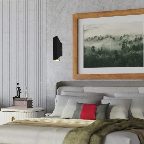 Aplică WALL 2xGU10/8W/230V neagră/alamă