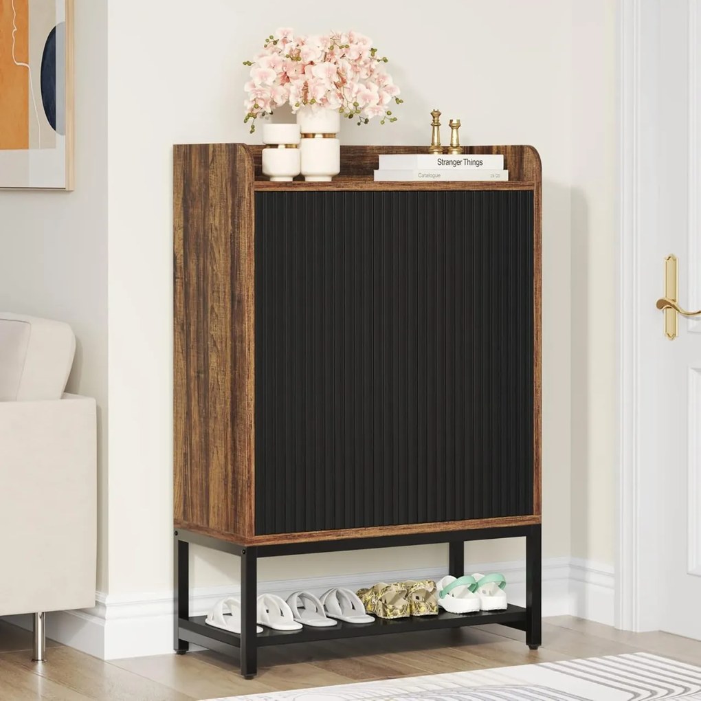 PANI6 - Pantofar 75 cm cu 5 rafturi, pantofare, depozitare pantofi, mobilier hol - Maro - Negru