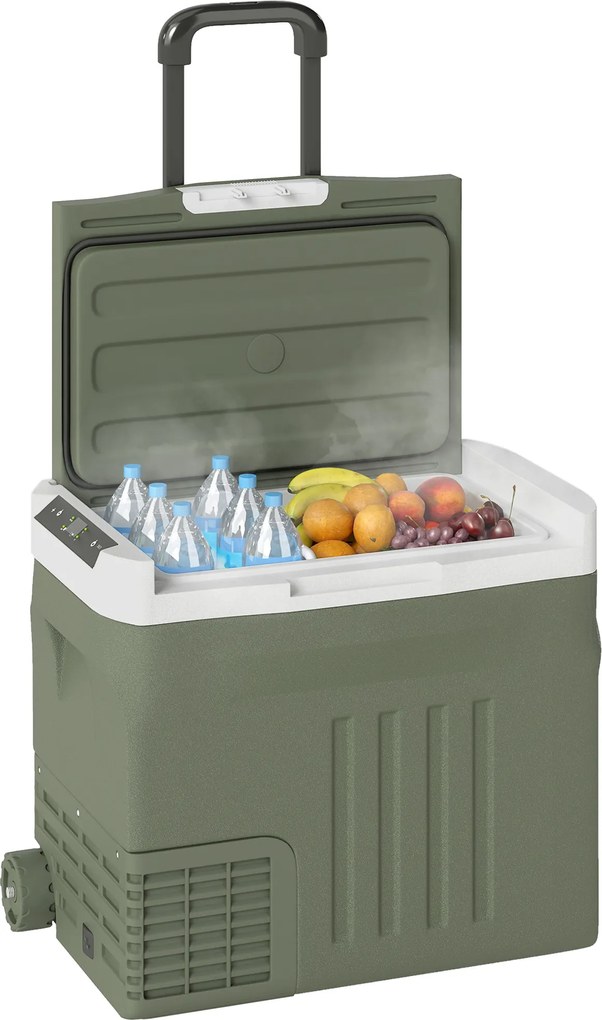 Outsunny Ladă frigorifică electrică portabilă 40 L frigider portabil pentru mașină moduri ECO/MAX mâner telescopic 61x39x49,5cm gri | Aosom Romania