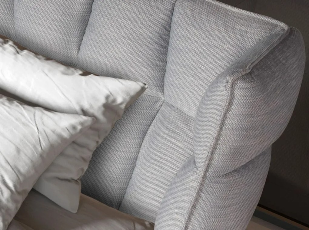 Pat dublu tapitat design LUX Gri-albastrui deschis, 180x200cm