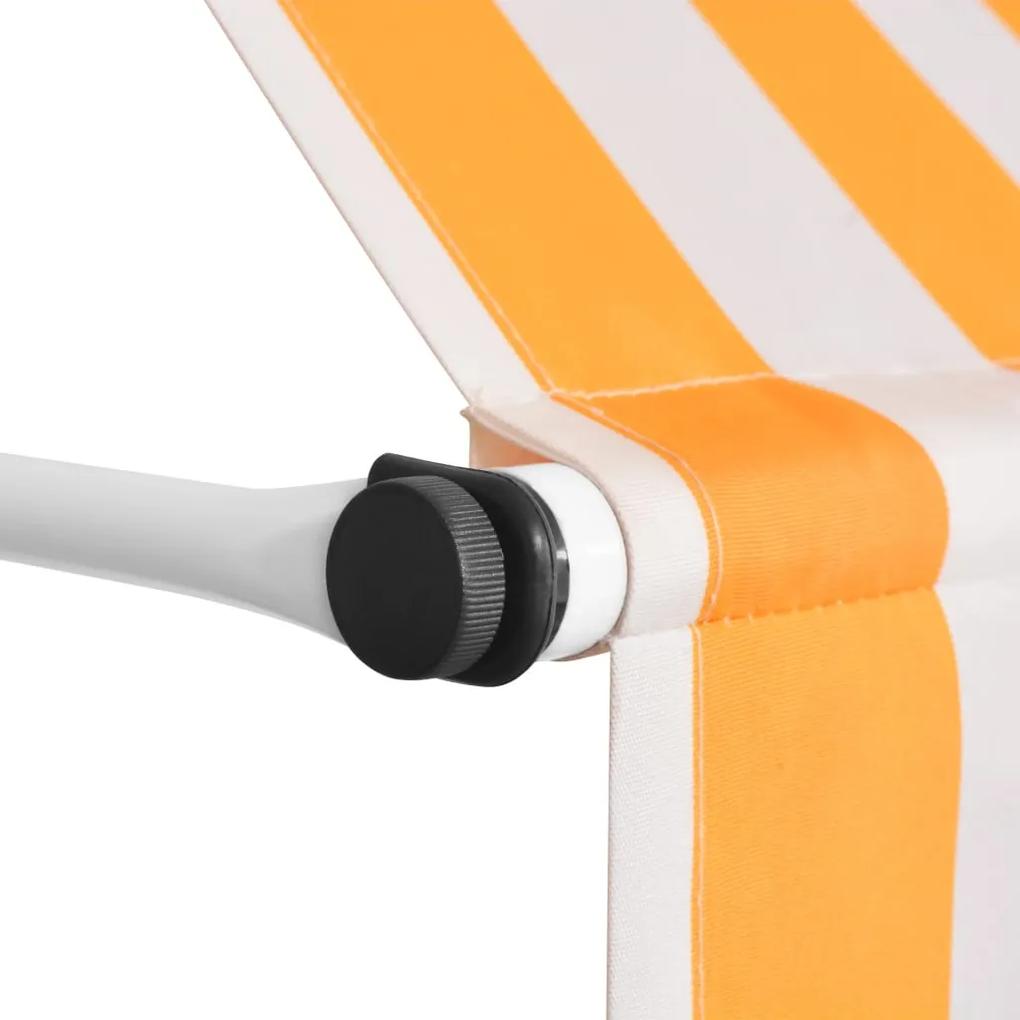Copertina retractabila manual, portocaliu  alb, 150 cm, dungi portocaliu si alb, 150 cm