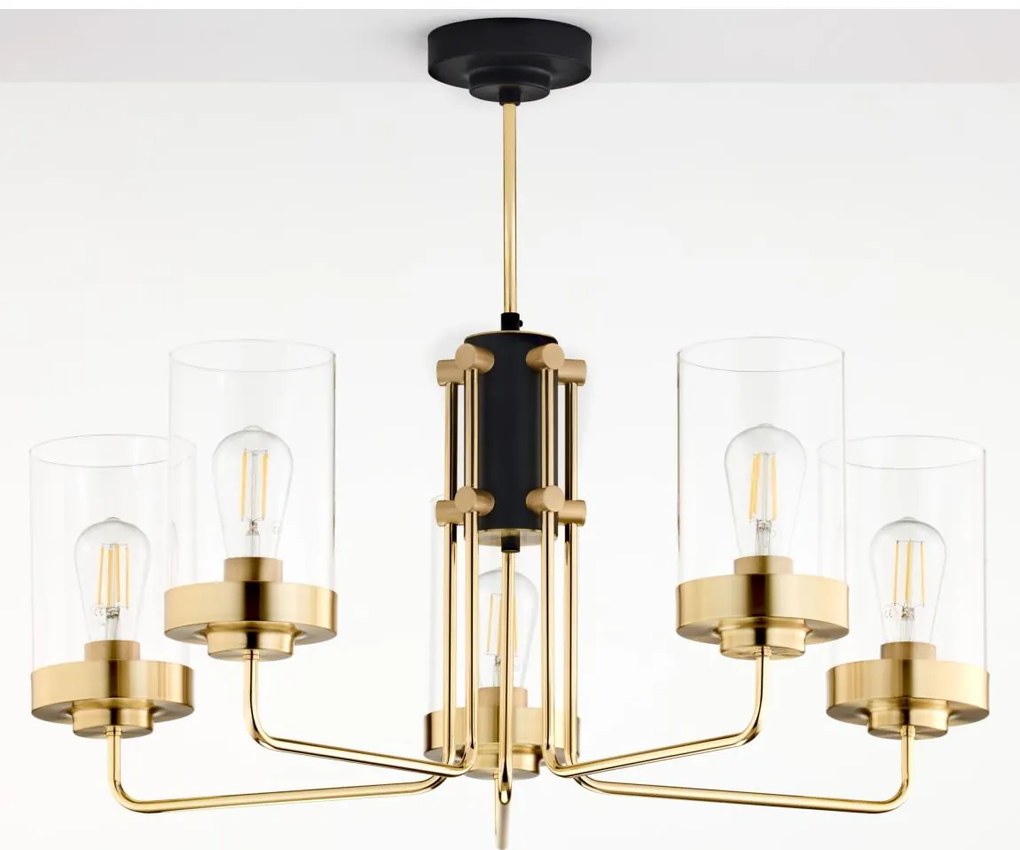 Jupiter 2088 - Lustră pe tijă RAMIREZ 5xE27/15W/230V auriu/negru