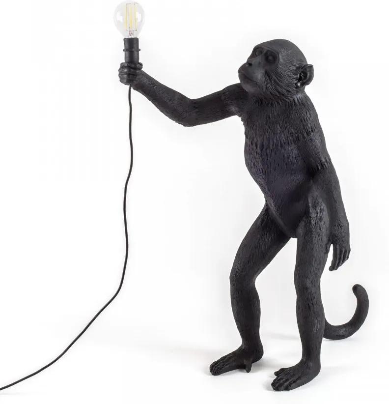 Veioza neagra din rasina 54 cm The Monkey Standing Seletti