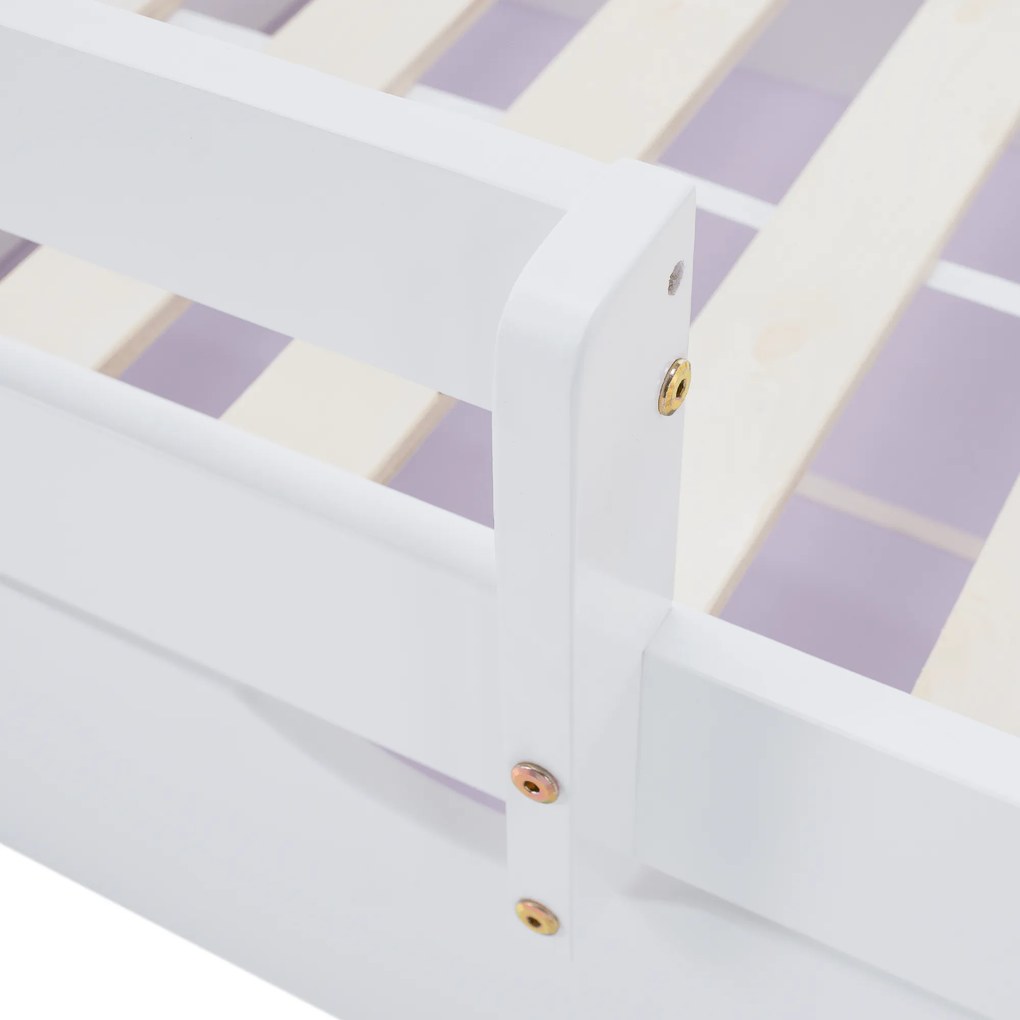 Pat cu barieră, 90x200, alb, DALMA