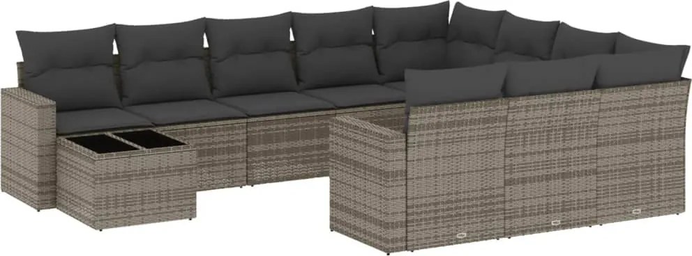 vidaXL Set canapele de grădină cu perne, 11 piese, gri, poliratan