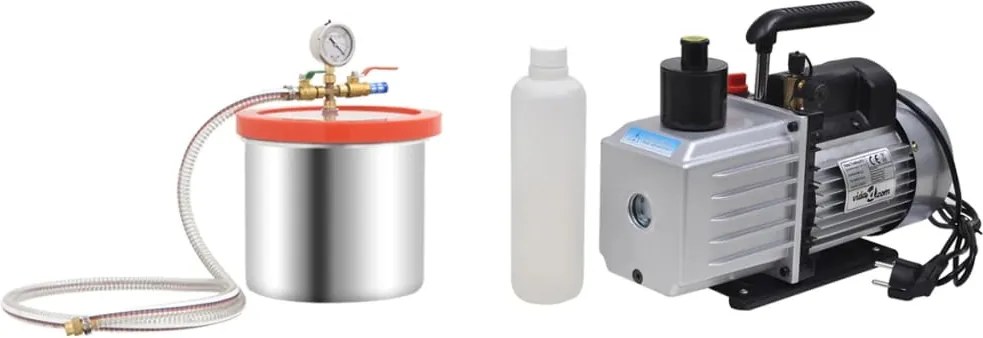 vidaXL Cameră de vid cu pompă în 2 trepte, 7,4 L