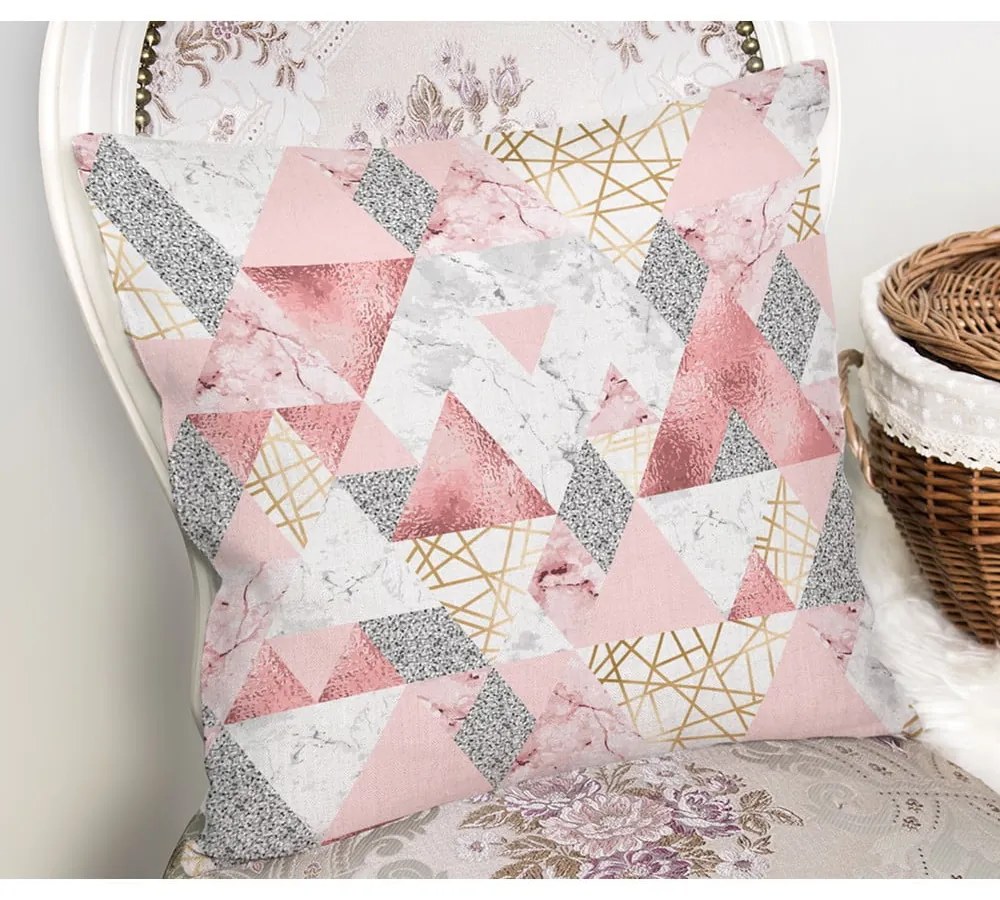 Set 4 fețe de pernă decorative Minimalist Cushion Covers Pink Leaves, 45 x 45 cm