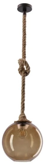 Lampă suspendată pe cablu SHEDON 1xE27/40W/230V bej fumuriu