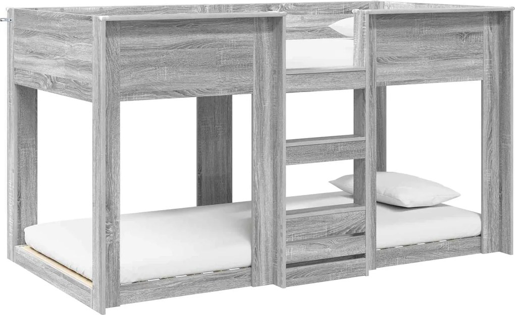 vidaXL Pat Etajat pentru Copii Gri Sonoma 90 x 190 cm Lemn compozit