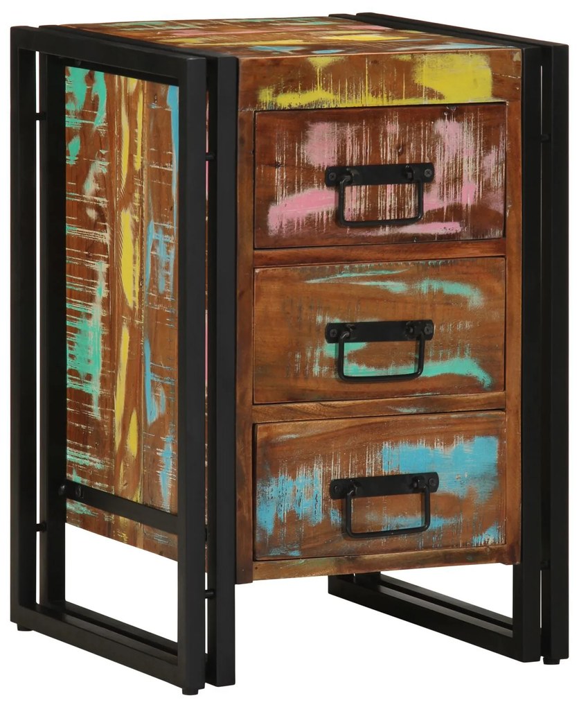 vidaXL Noptieră, multicolor, 40x35x50 cm, lemn masiv reciclat