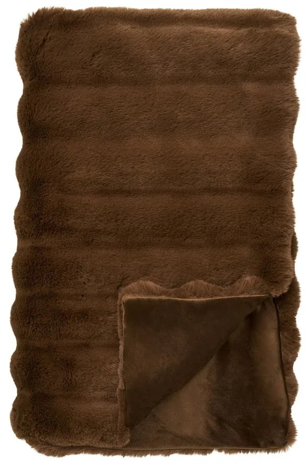 Pătură maro din blană artificială 130x180 cm Galena – House Nordic