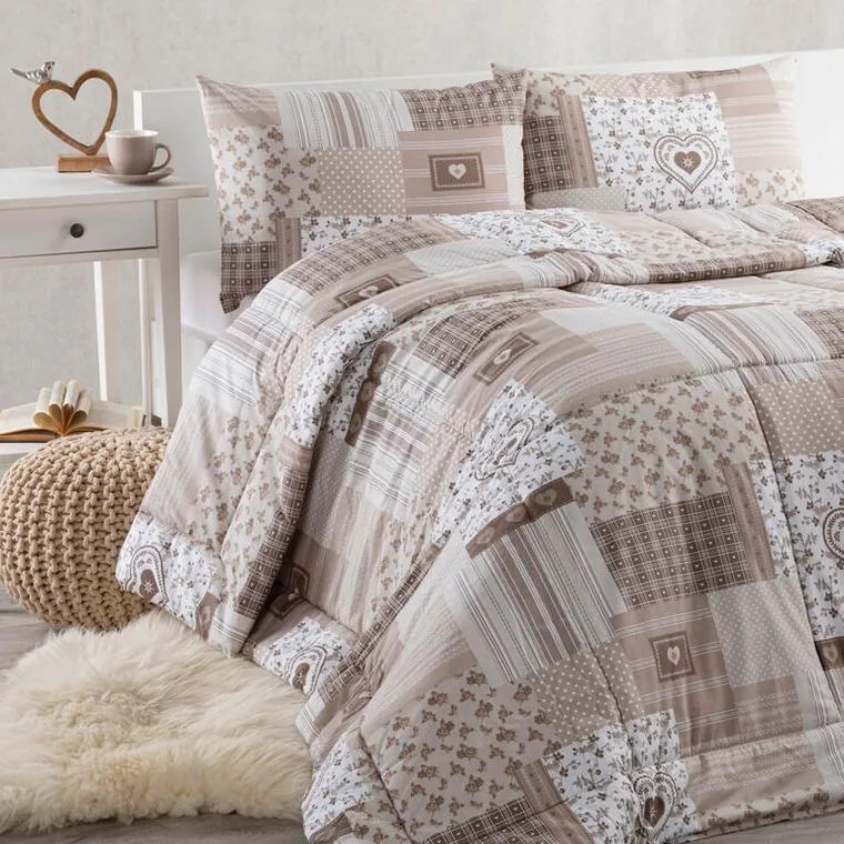 decoDoma Set de vară pernă şi pilotă PATCHWORK bej