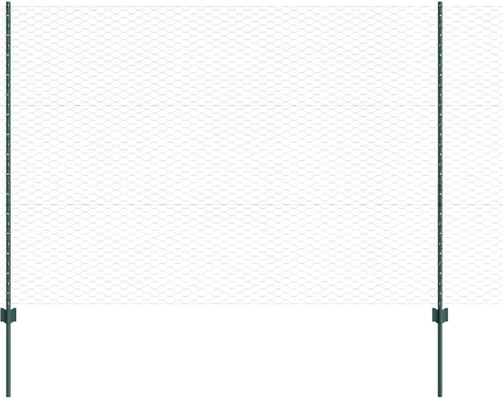 vidaXL Gard cu Stâlp Verde 1,5 x 50 m Oțel și PVC