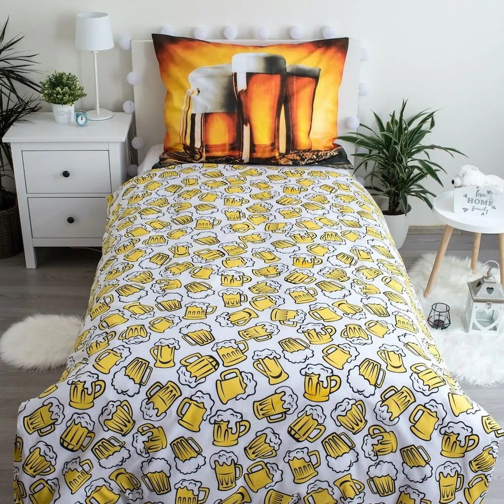 Lenjerie de pat chihlimbar din bumbac pentru pat de o persoană 140x200 cm Beer – Jerry Fabrics
