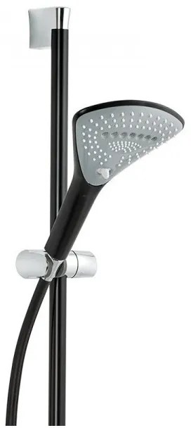 Set de dus, Kludi Fizz, cu para 3 tipuri de jet, furtun si bara 90cm, negru mat, 6774087-00
