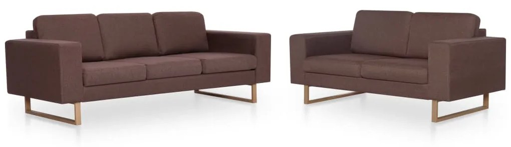 276860 vidaXL Set de canapele, 2 piese, maro, material textil