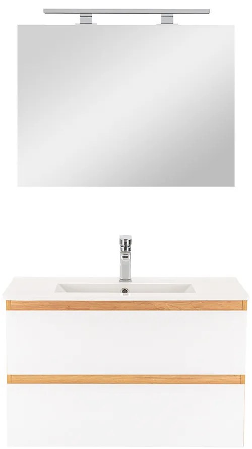 Mobilier complet de baie Vario Forte 80 stejar-alb