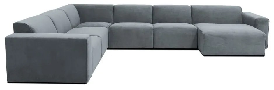 Colțar gri cu tapițerie din catifea reiată (cu colț pe partea stângă ) Sting – Scandic