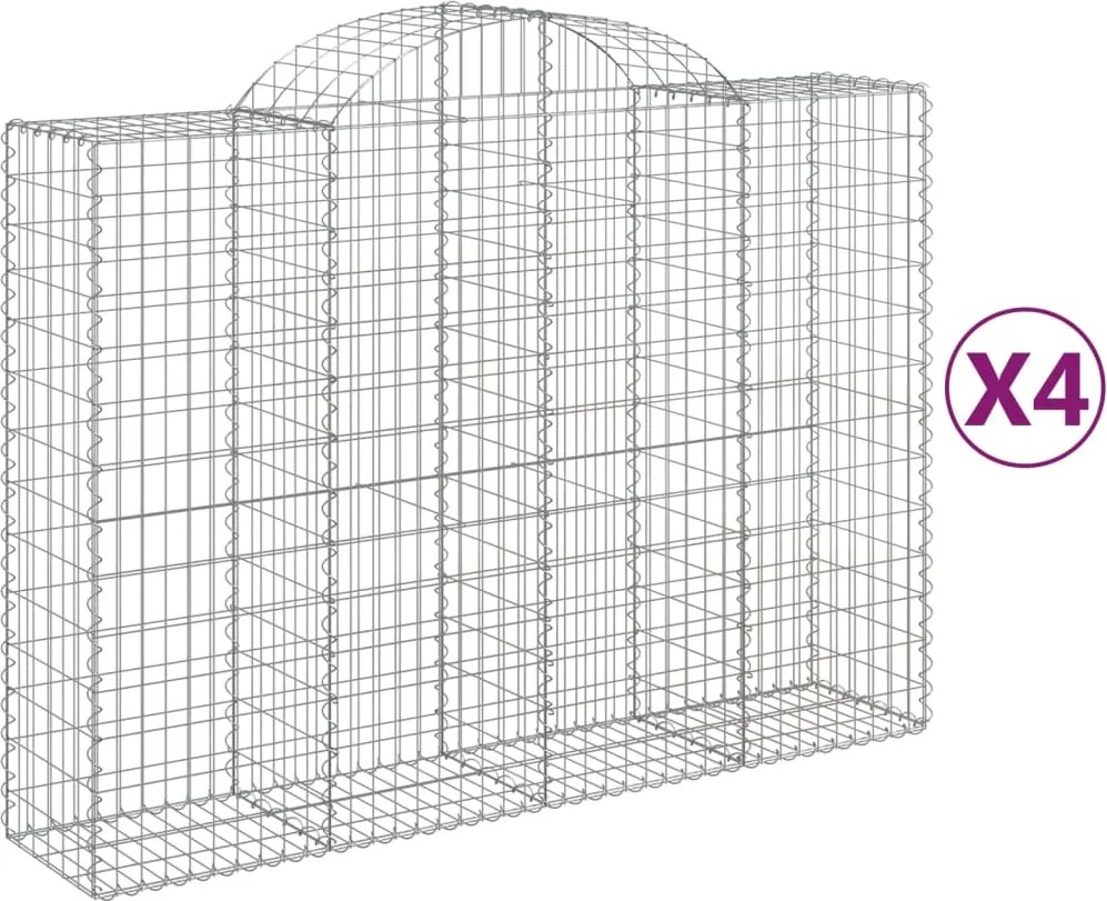 vidaXL Coșuri gabion arcuite 4 buc, 200x50x140/160 cm, fier galvanizat