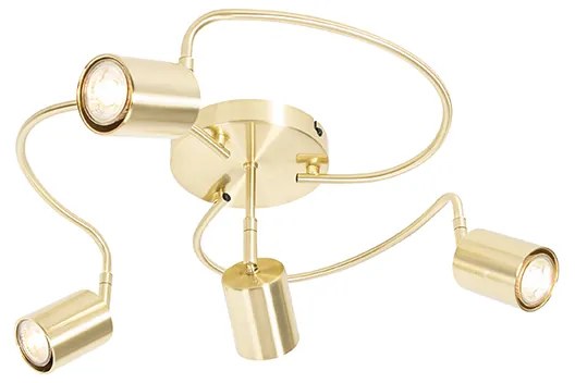 Plafoniera moderna cu spoturi reglabile din alamă cu 4 lumini - Java