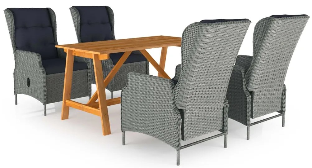 vidaXL Set de masă pentru grădină, 5 piese, gri deschis