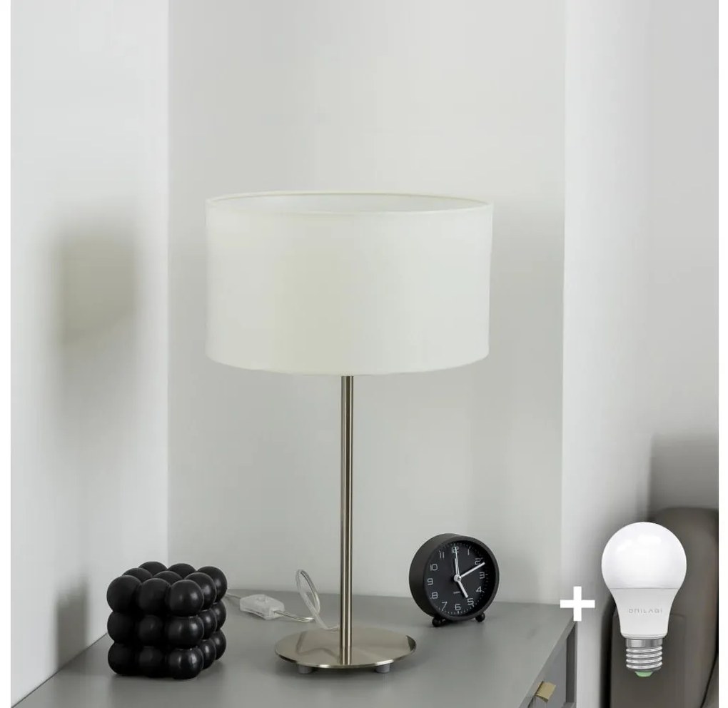 Lampă LED de masă Eglo TUNJA 1xE27/60W/230V 38,5 cm crom mat/alb