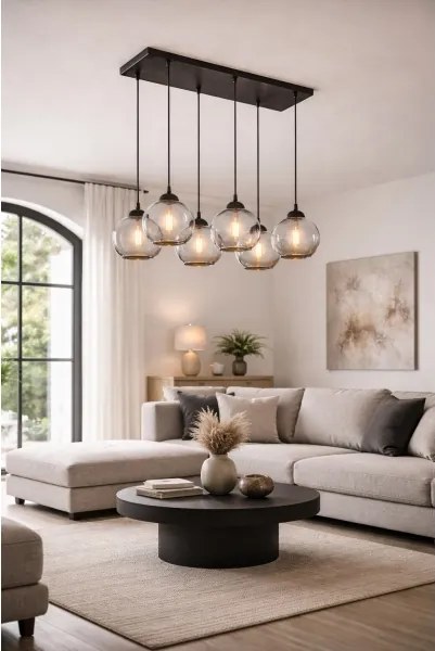 Brilagi - Lustră pe cablu DIOR 6xE27/60W/230V negru/gri fumuriu