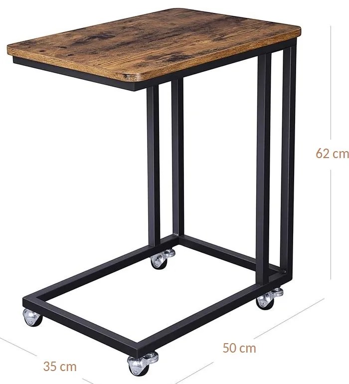 Măsuță de servire pe roți HENRY, 50x35x62cm, maro Vasagle