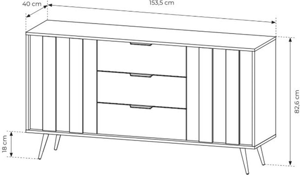 Comodă cu sertare Flaro 153 cm - stejar Dunin