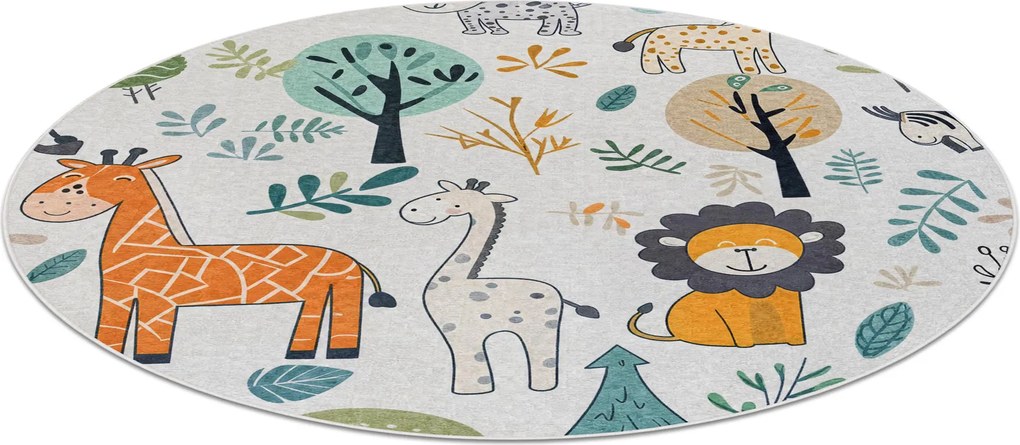 BAMBINO 61570 cerc covor lavabil Animale, Africa pentru copii anti-alunecare - cremă / verde