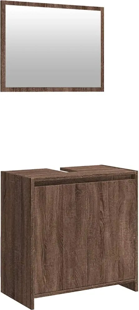 vidaXL Set mobilier de baie, 2 piese, stejar maro, lemn prelucrat
