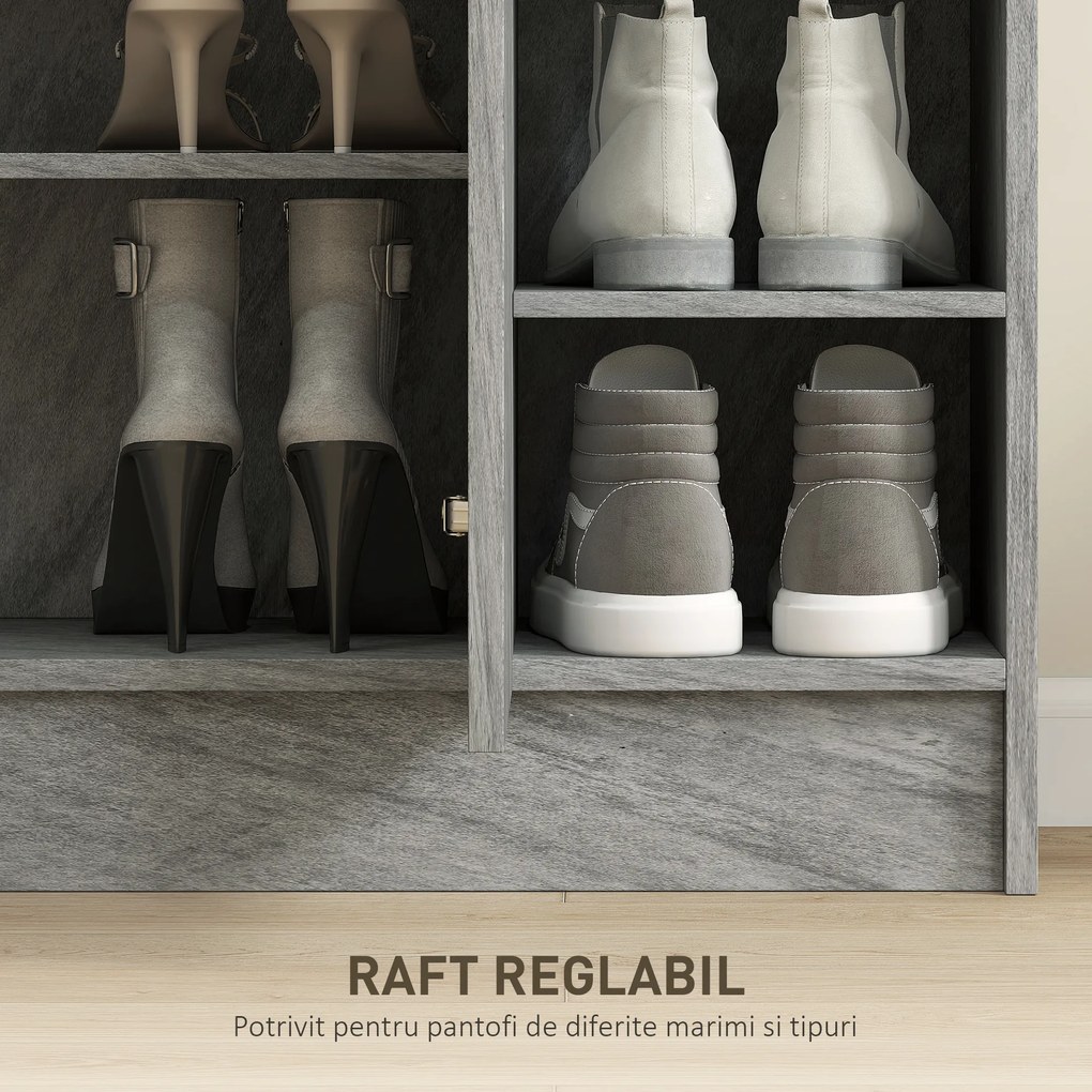 Homcom Dulap Pantofi 83×30×90 cm – Lemn, 12 Perechi, Culoare Cafenie | Aosom Romania