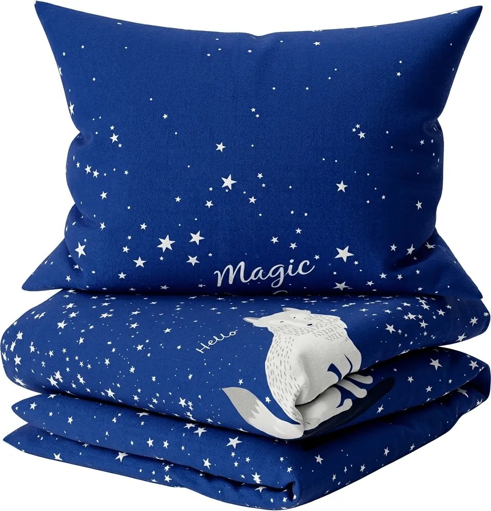 Lenjerie de pat din bumbac luminoasa pentru patut MAGIC STARS albastru Dimensiune lenjerie de pat: 40 x 60 cm | 100 x 135 cm