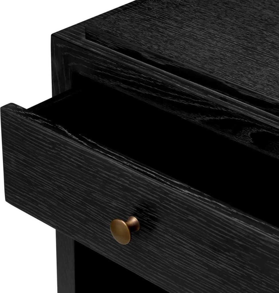 Noptiera LUX Furnir Stejar Gri Carbune, ArtDeco